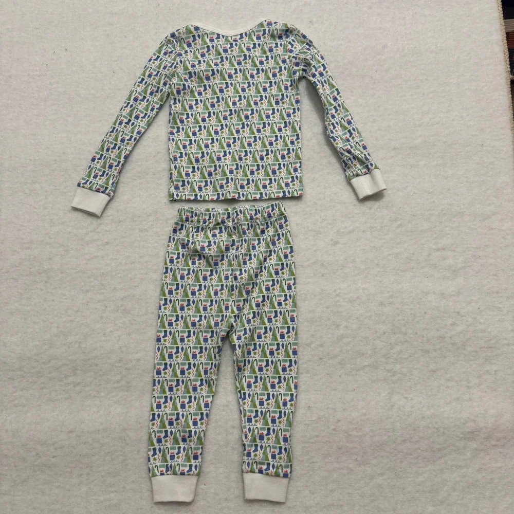 Lila & Hayes Christmas Pima Cotton Pajama Set 12-18M‎ Green Holiday Henley NWT